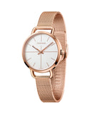 Calvin Klein Even White Dial Rose Gold Mesh Bracelet Watch for Women - K7B23626