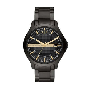 Armani Exchange Hampton Chronograph Black Dial Black Steel Strap Watch For Men - AX2413