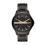 Armani Exchange Hampton Chronograph Black Dial Black Steel Strap Watch For Men - AX2413