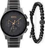 Hugo Boss Peak Chronograph Black Dial Black Steel Strap Watch for Men - 1513814