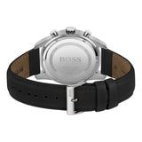Hugo Boss Skymaster Chronograph Black Dial Black Leather Strap Watch for Men - 1513782