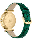 Swarovski Crystalline Wonder Silver Dial Green Leather Strap Watch for Women - 5656893