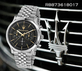 Maserati Epoca Chronograph Black Dial Silver Steel Strap Watch For Men - R8873618017