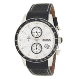 Hugo Boss Rafale Chronograh Quartz White Dial Black Leather Strap Watch For Men - HB1513403