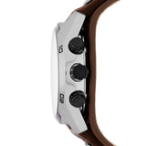 Fossil Coachman Chronograph White Dial Brown Leather Strap Watch for Men - CH2890