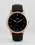 Fossil The Minimalist Black Dial Black Leather Strap Watch for Men - FS5376