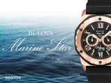 Bulova Marine Star Chronograph Black Dial Black Rubber Strap Watch for Men - 98B104