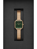 Daniel Wellington Quadro Green Dial Gold Stainless Steel Watch For Women - DW00100520