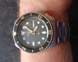 Seiko 5 Sports Automatic Black Dial Silver Steel Strap Watch For Men - SRPD57K1