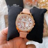 Coach Boyfriend Mother of Pearl White Dial Pink Leather Strap Watch for Women - 14503151