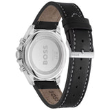 Hugo Boss Troper Chronograph Black Dial Black Leather Strap Watch For Men - 1514099