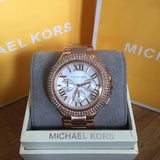 Michael Kors Camille Silver Diamonds Dial Gold Steel Strap Watch for Women - MK5756