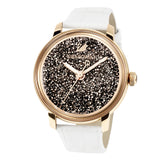 Swarovski Crystalline Hours Quartz Grey Dial Black Leather Strap Watch for Women - 5344635