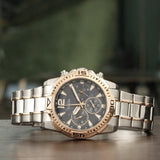 Guess Commander Chronograph Blue Dial Two Tone Steel Strap Watch for Men - GW0056G5