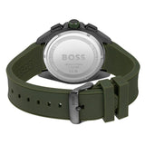 Hugo Boss Volane Chronograph Grey Dial Green Silicone Strap Watch For Men - 1513952