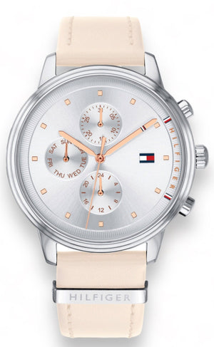 Tommy Hilfiger Blake Chronograph Silver Dial Pink Leather Strap Watch For Women - 1781906