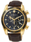 Versace V-Ray Chronograph Black Dial Brown Leather Strap Watch For Men - VEDB00318