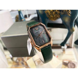 Emporio Armani Gioia Analog Black Mother of Pearl Dial Green Leather Strap Watch For Women - AR11149