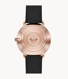 Emporio Armani Modern Slim Analog Silver Dial Brown Leather Strap Watch For Men - AR11163