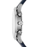 Emporio Armani Giovanni T Bar Chronograph Quartz Blue Dial Blue Leather Strap Watch For Men - AR11226