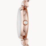 Emporio Armani Gianni T-Bar Mother of Pearl Dial Rose Gold Steel Strap Watch For Women - AR11316
