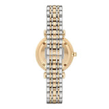 Emporio Armani Gianni T Bar Analog White Dial Two Tone Steel Strap Watch For Women - AR2076