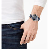 Emporio Armani Luigi Chronograph Blue Dial Blue Leather Strap Watch For Men - AR60011