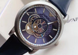 Emporio Armani Luigi Chronograph Blue Dial Black Leather Strap Watch For Men - AR60011
