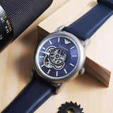 Emporio Armani Luigi Chronograph Blue Dial Blue Leather Strap Watch For Men - AR60011