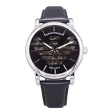 Emporio Armani Meccanico Automatic Skeleton Black Dial Black Leather Strap Watch For Men - AR60040
