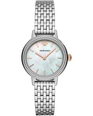 Emporio Armani Interchangeable Mother of Pearl Dial Silver Steel Strap Watch For Women - AR80020