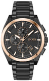 Hugo Boss Grandmaster Chronograph Black Dial Black Steel Strap Watch for Men  - 1513885