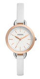 Fossil Classic Minute White Dial White Leather Strap Watch for Women - BQ3328