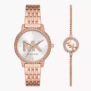 Michael Kors Melissa Quartz Silver Dial Rose Gold Steel Strap Watch for Women - MK1052