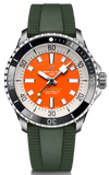 Breitling Superocean Automatic 42mm Kelly Slater Limited Edition Orange Dial Green Rubber Strap Watch for Men - A173751A101S1