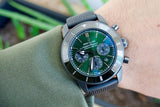 Breitling Superocean Heritage B01 Chronograph 44 Green Dial Black Mesh Bracelet Watch for Men - MB01621A1L1S1