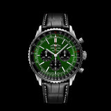 Breitling Navitimer B01 Chronograph 46 Green Dial Black Leather Strap Watch for Men - AB0137241L1P1