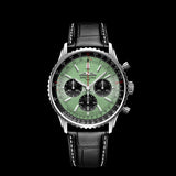 Breitling Navitimer B01 Chronograph 43 Green Dial Black Leather Strap Watch for Men - AB0138241L1P1