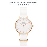 Daniel Wellington Petite Dover Quartz White Dial White NATO Strap Watch For Women - DW001000313