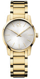 Calvin Klein City White Dial Gold Steel Strap Watch for Women - K2G23546