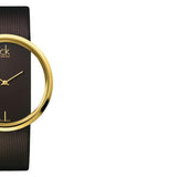 Calvin Klein Glam Transparent Dial Brown Leather Strap Watch for Women - K9423503
