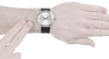 Calvin Klein Surround Silver Dial Black Leather Strap Watch for Men - K3W211C6