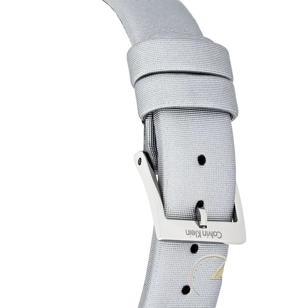 Calvin Klein Chic Silver Dial White Leather Strap Watch for Women - K7N23UP8