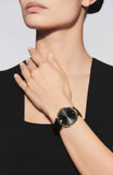 Movado Ultra Slim Black Dial Black Leather Strap Watch For Women -  0607095