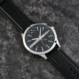 Armani Exchange Hampton Chronograph Black Dial Black Leather Strap Watch For Men - AX2101