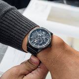 Emporio Armani Meccanico Automatic Black Dial Black Steel Strap Watch For Men - AR60054