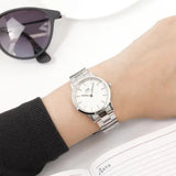 Daniel Wellington Iconic Link White Dial Silver Steel Strap Watch For Women - DW00100205