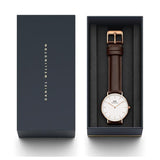 Daniel Wellington Classic Bristol White Dial Brown Leather Strap Watch For Women - DW00100039