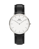 Daniel Wellington Classic Petite York White Dial Black Leather Strap Watch For Women - DW00100188