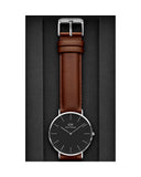 Daniel Wellington Classic St Mawes Black Dial Brown Leather Strap Watch For Men - DW00100130